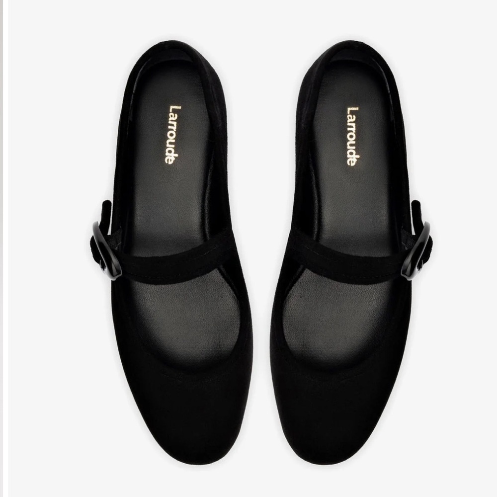 Larroude Verona Suede leather Mary Jane Flats - Picture 8 of 12
